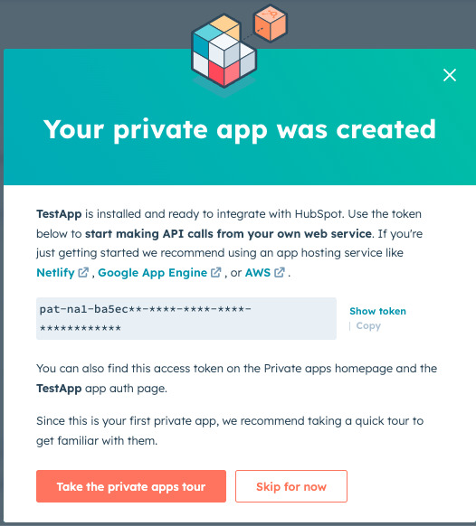 Private app created
